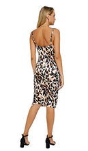 Load image into Gallery viewer, Moxeay Womens Cowl Neck Backless Spaghetti Strap Cocktail Bodycon Midi Dress (M, Leopard Print)