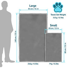 Load image into Gallery viewer, Iceland Outdoors Dog Towel Super Absorbent Large - 2 Microfiber Towels 1 Large, 1 Small Makes Drying Large Medium and Small Dogs Fast & Easy