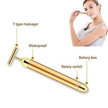 Load image into Gallery viewer, Beauty Bar 24k Golden Pulse Facial Massager, T-Shape Electric Sign Face Massage Tools for Sensitive Skin Face Pull Tight Firming Lift