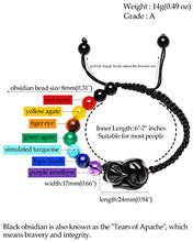 Load image into Gallery viewer, Jewever 7 Chakra Bracelet for Women Fox Black Obsidian Crystals and Gemstones Braided Rope Natural Stone Yoga Meditation Beads Bangle