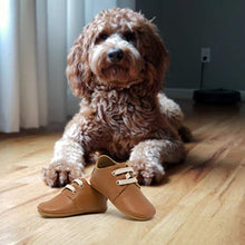 Load image into Gallery viewer, Ella Bonna Oxford Baby Boy Shoes, Rubber Sole, Leather Baby Shoes, Toddler Girl Baby Walking Shoes, Newborn Infant Mini Kids Crib Baby Moccasins (Taba, US 4)
