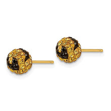 Load image into Gallery viewer, 14k Yellow Gold Crystal Black Stripe 6mm Post Stud Earrings Ball Button Fine Jewelry For Women Gifts For Her