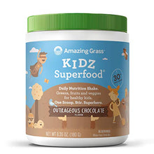 Load image into Gallery viewer, Amazing Grass Kidz Superfood: Organic Greens, Fruits, Veggies, Beet Root Powder & Probiotics for Healthy Kids, Outrageous Chocolate, 30 Servings, 6.35 Ounce (Pack of 1)