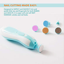 Load image into Gallery viewer, Electric Baby Nail Trimmer - Safe Toenail and Fingernails Care Trim with LED Light for Infant Toddlers Kids Adults - with 6 Interchangeable Pads and Adjustable Speed