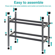 Load image into Gallery viewer, 2-Tier Expandable Shoe Rack, Stackable and Adjustable Shoes Organizer Storage Shelf, Sturdy and Durable Metal Structure Free Standing Shoe Rack for Closet Entryway Doorway