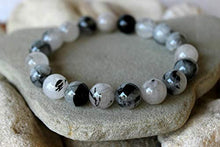 Load image into Gallery viewer, Manifestation Bracelet- Handmade Natural Black Rutile Bracelet - Natural Stone Yoga Bracelet - Gemstone Beaded Stretch Bracelet 8mm - Stone Bracelet