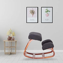 Load image into Gallery viewer, Adult Children Learning Chair Anti-Humpback Solid Wood Improve Posture Comfortable Knee Kitchen Living Room Bedroom School Game Office Chair (Black2)