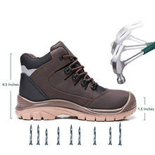 Load image into Gallery viewer, DRKA Men's Steel Toe Work Boots Water Resistant Safety Boots(18950-brn-42)