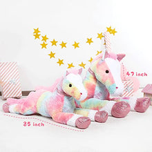 Load image into Gallery viewer, Tezituor Large Horse Stuffed Animal Giant Pony Pink Plush Toy Horse Tie-Dye Fur Big Gift for Kids 35 Inches