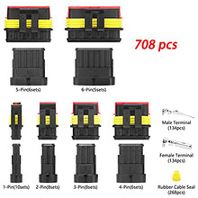 Load image into Gallery viewer, 708Pcs 43 Kits Waterproof Automotive Electrical Connector Terminals 1/2/3/4/5/6 Male&Female Pin Automotive Wire Connectors Kit