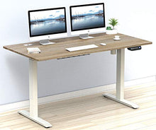 Load image into Gallery viewer, SHW 55-Inch Large Electric Height Adjustable Computer Desk, 55 x 28 Inches, Oak