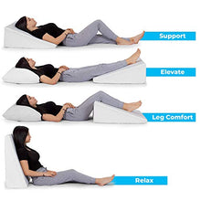 Load image into Gallery viewer, HEALTHEX Bed Wedge Pillow Cooling Memory Foam Top – Elevated Support Cushion for Lower Back Pain, Acid Reflux, Heartburn, Allergies, Snoring – Ultra Soft Removable Cover – 10 inch Wedge