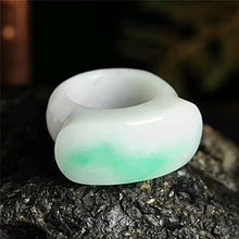 Load image into Gallery viewer, CAOMIAN Green Jade Ring Natural Jade Gift Peculiar Emerald Rings Men Women Rings Jade Jewelry (Ring Size : 12)