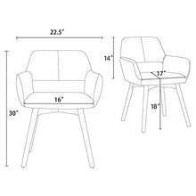 Load image into Gallery viewer, Lansen Furniture (Set of 2) Modern Living Dining Room Accent Arm Chairs Club Guest with Solid Wood Legs (Yellow)