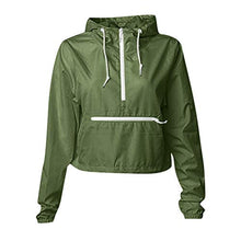 Load image into Gallery viewer, Beyoyo Women's Water Resistant Pullover Jacket Hooded Lightweight Quick Dry Outdoor Athletic Windbreaker Raincoat Hoodie Army Green