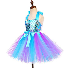 Load image into Gallery viewer, Mermaid Dress for Little Girls Mermaid Tutu Costume Halloween Birthday Party Outfit Light Blue 7-8 Years