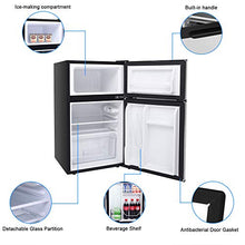 Load image into Gallery viewer, ROVSUN 2 Door Compact Refrigerator with Freezer, 3.2 CU FT Upright Mini Fridge Cooler for Food Drink Beer Storage with Removable Shelves, Ice Tray, Scraper, Perfect for Apartment, Bedroom, Office & Dorm