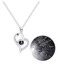 Load image into Gallery viewer, Tornito Gold Plated 100 Languages I Love You Memory Necklace Projection Pendant Necklace for Women (A1:Heart Shape,Silver Tone)