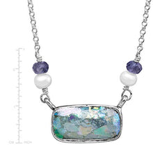 Load image into Gallery viewer, Silpada 'Pons Drusi' 4-4.5 mm Freshwater Cultured Pearl & Roman Glass & Natural Iolite Necklace in Sterling Silver