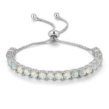 Load image into Gallery viewer, CiNily Adjustable Silver Plated White Opal Tennis Bracelet for Women- Fashion Jewelry Gift