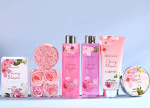 Load image into Gallery viewer, Bath Set for Women - Body&Earth 8 Pcs Gift Basket with Cherry Blossom & Jasmine Scent, Includes Bubble Bath, Shower Gel, Body & Hand Lotion, Bath Salts and More, Perfect Gifts Set for Home Relaxation