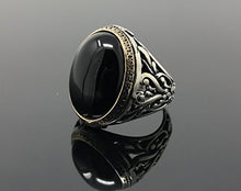 Load image into Gallery viewer, KAR 925K Stamped Sterling Silver Black Onyx Men's Ring I1I (11)