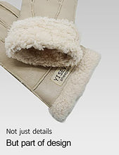 Load image into Gallery viewer, YISEVEN Womens Winter Sheepskin Shearling Leather Gloves Mittens Wool Cuffs Driving Heated Warm Thick Fur sherpa Lined Merino Soft Wool Lining Furry for Cold Weather Driving Work Gifts, Ivory White M