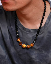 Load image into Gallery viewer, Jewever Tiger Eye and Black obsidian Crystal Necklaces for Women Energy Gemstone Healing Crystal Necklace Beads Natural Stone Mens Necklaces Unisex