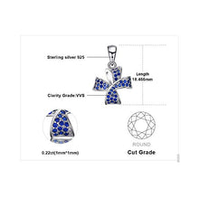 Load image into Gallery viewer, QMM necklace Pendant Flower Knot 0.22Ct Created Blue Spinel Pave Pendant Necklace 925 Sterling Silver Jewelry for Women 45Cm Chain