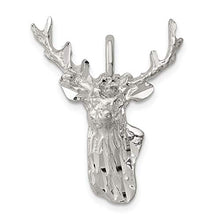 Load image into Gallery viewer, 925 Sterling Silver Deer Head Pendant Charm Necklace Animal Man Fine Jewelry For Dad Mens Gifts For Him