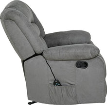 Load image into Gallery viewer, RelaxZen Longstreet Rocker Recliner with Massage, Heat and Dual USB ports, Gray