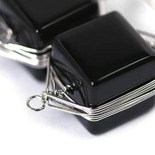 Load image into Gallery viewer, Natural Stone Wire Wrap Dangle Drop Earrings Platinum Plated 925 Sterling Silver Hook/Black Onyx Cube 10mm