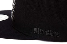 Load image into Gallery viewer, Flipper USA American Flag Flat Brim Bill Baseball Cap Classic Snapback Hat for Men Women Version.2 with 3 Sizes (All Black, Small ~ Medium (21 1/4" ~ 22 3/8"))