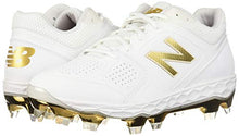 Load image into Gallery viewer, New Balance Women's Fresh Foam Velo V1 TPU Molded Softball Shoe, White/Gold, 7 M US