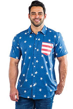 Load image into Gallery viewer, Men's Tropical American Flag Aloha Shirt: Small