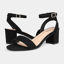 Load image into Gallery viewer, DREAM PAIRS Women's Black Sudede Open Toe Ankle Strap Low Block Chunky Heels Sandals Party Dress Pumps Shoes Size 7 M US Carnival