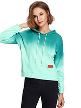 Load image into Gallery viewer, SweatyRocks Women's Long Sleeve Hoodie Sweatshirt Colorblock Tie Dye Print Tops Teal Small
