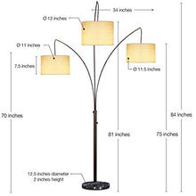 Load image into Gallery viewer, Brightech Trilage Arc Floor Lamp w/Marble Base - 3 Lights Hanging Over The Couch from Behind - Multi Head Arching Tree Lamp - for Mid Century, Modern & Contemporary Rooms - Oil Rubbed Bronze