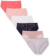 Load image into Gallery viewer, Amazon Essentials Women's Cotton High Leg Brief Underwear, Pack of 6, Stars & Dots, X-Large