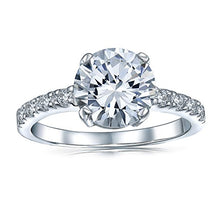 Load image into Gallery viewer, 4CT Round Brilliant Solitaire AAA CZ Cubic Zirconia Engagement Ring Thin Pave Band 925 Sterling Silver For Girlfriend