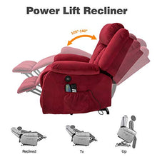 Load image into Gallery viewer, Mecor Lift Chair,Power Lift Recliner for Elderly,Fleece Massage Recliner Chair with Adjustable Headrest/Heat/Side Pockets/USB Charge Port for Living Room (Red)