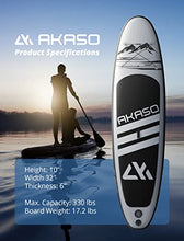 Load image into Gallery viewer, AKASO Inflatable Stand-Up Paddleboard, Yoga SUP with Backpack, Non-Slip Deck, Waterproof Bag, Leash, Floating Paddle and Hand Pump(Black)