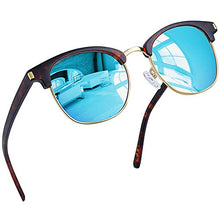 Load image into Gallery viewer, Joopin Semi Rimless Polarized Sunglasses Women Men Retro Brand Sun Glasses (Retro Leopard Blue)