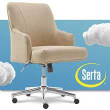 Load image into Gallery viewer, Serta Leighton Home Office Memory Foam, Height-Adjustable Desk Accent Chair with Chrome-Finished Stainless-Steel Base, Twill Fabric, Stoneware Beige