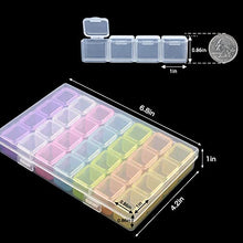 Load image into Gallery viewer, SGHUO 168 Slots 6 Pack 28 Grids Diamond Painting Boxes Diamond Embroidery Storage Cases Accessories Tool Boxes with 400pcs Label Stickers for DIY Art Craft, Beads, Seeds, Multicolour