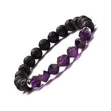 Load image into Gallery viewer, PSEEHEE 8mm Amethyst Semi Precious Gemstone Crystal Lava Rock Stone Essential Oil Diffuser Bracelet, Aromatherapy Yoga Beads Stretch Unisex Chakra Healing Jewelry