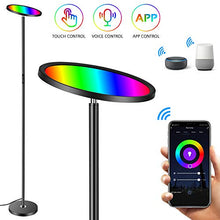 Load image into Gallery viewer, Floor Lamp, HueLiv Super Bright RGBW Smart WiFi LED Floor Lamp for Reading, Dimmable Torchiere, for Living Rooms Bedrooms, for DIY, Compatible with Alexa & Google Home, Black, 25W