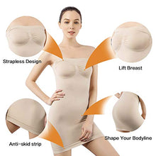 Load image into Gallery viewer, MD Women's Strapless Full Body Slip Shaper Seamless Smoother Tube Slip Under Dresses,Nude,Large