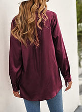 Load image into Gallery viewer, GOSOPIN Women Casual Satin Silk Long Sleeve Button Down Shirt Formal Office Blouse Top XX-Large Red