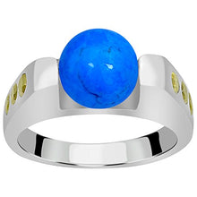 Load image into Gallery viewer, Orchid Jewelry 7.50 CTW Natural 8MM Ball Blue Turquoise 925 Sterling Silver Halo Ring For Women – A December Birthstone Gemstone-A Unique Design Perfect As An Wedding Ring Or a Top Gift Idea For Her